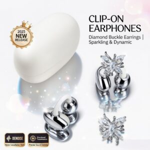 2025 Butterfly Earrings Bluetooth Headset | Clip-On Wireless Ear Clip Earbuds Sports Open Ear | High Appearance Long Battery Life Panoramic Sound BD Drop | Ivory White